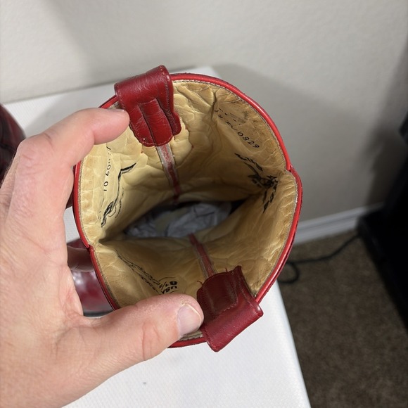 LOS ALTOS MEN BURGUNDY GENUINE EEL WESTERN COWBOY BOOT Size 8.5 (EE+) - Picture 12 of 13